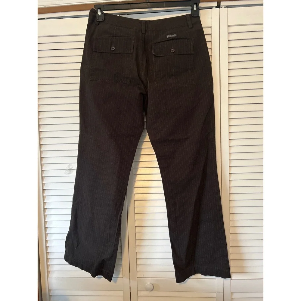 Banana Republic Heritage Mens Brown Pinstripe Cotton Trousers 33x32 Straight Leg - Picture 3 of 7